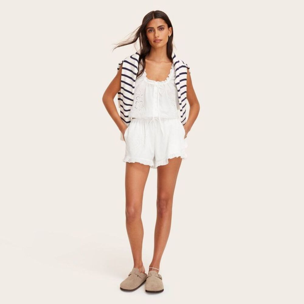 Women's Mid-Rise Woven Drawstring Shorts - Parke Cream XXL